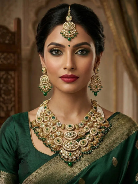 Green Kundan Multilayer Choker Set