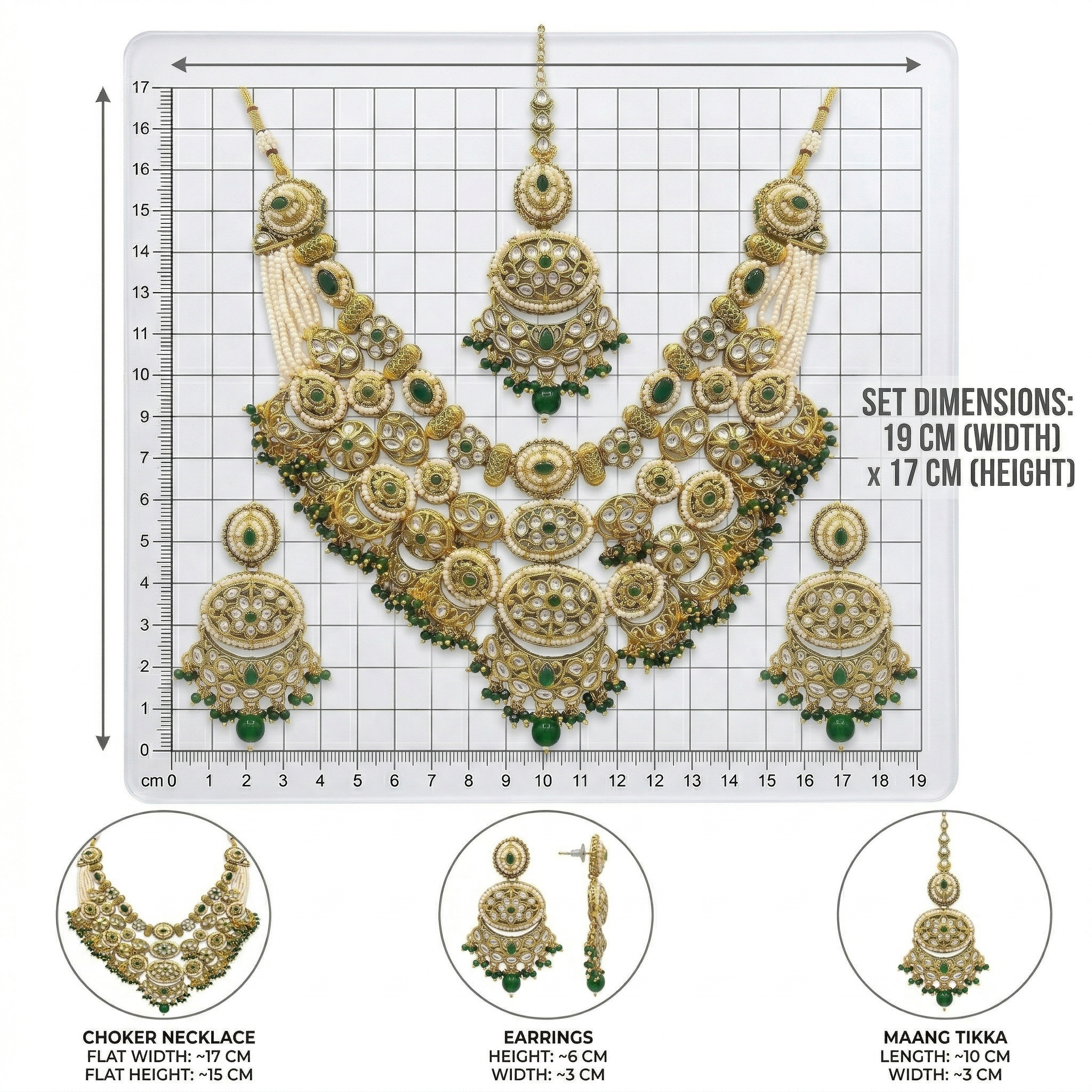 Green Kundan Multilayer Choker Set