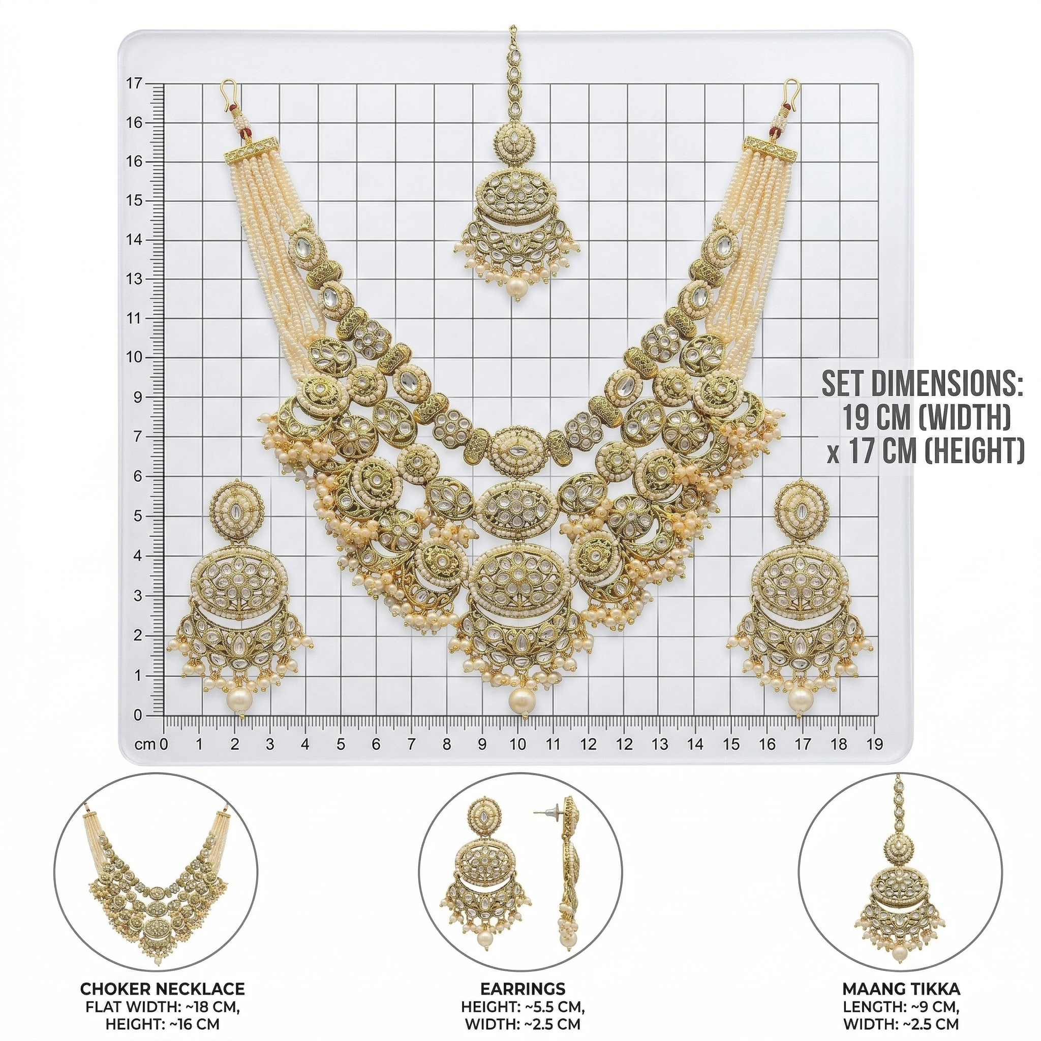 White Kundan Multilayer Choker Set