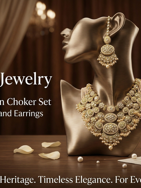 White Kundan Multilayer Choker Set