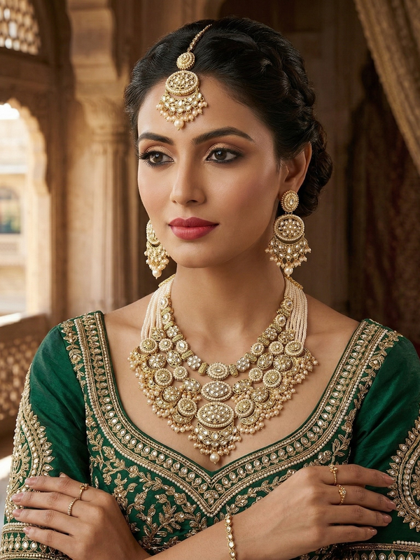 White Kundan Multilayer Choker Set