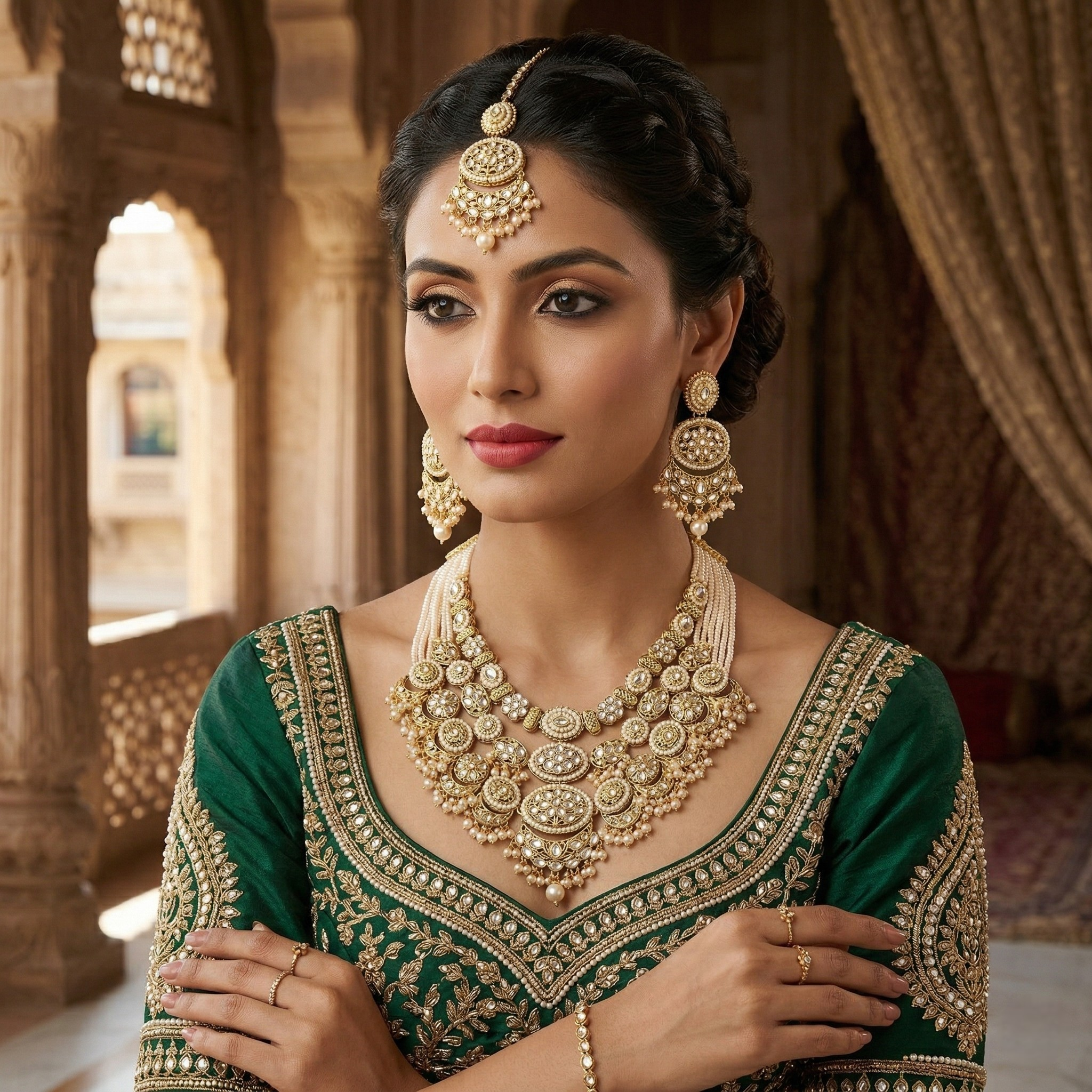 White Kundan Multilayer Choker Set