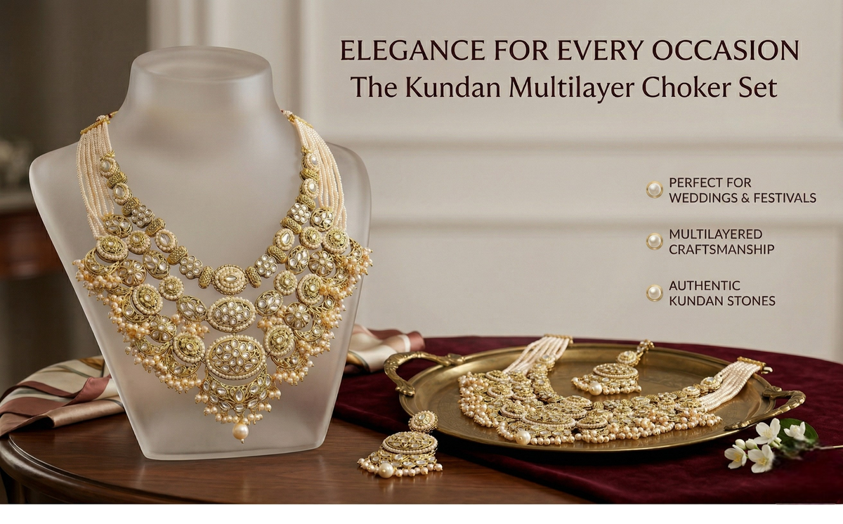 White Kundan Multilayer Choker Set
