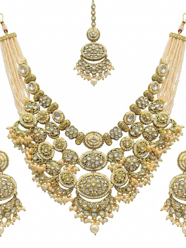White Kundan Multilayer Choker Set