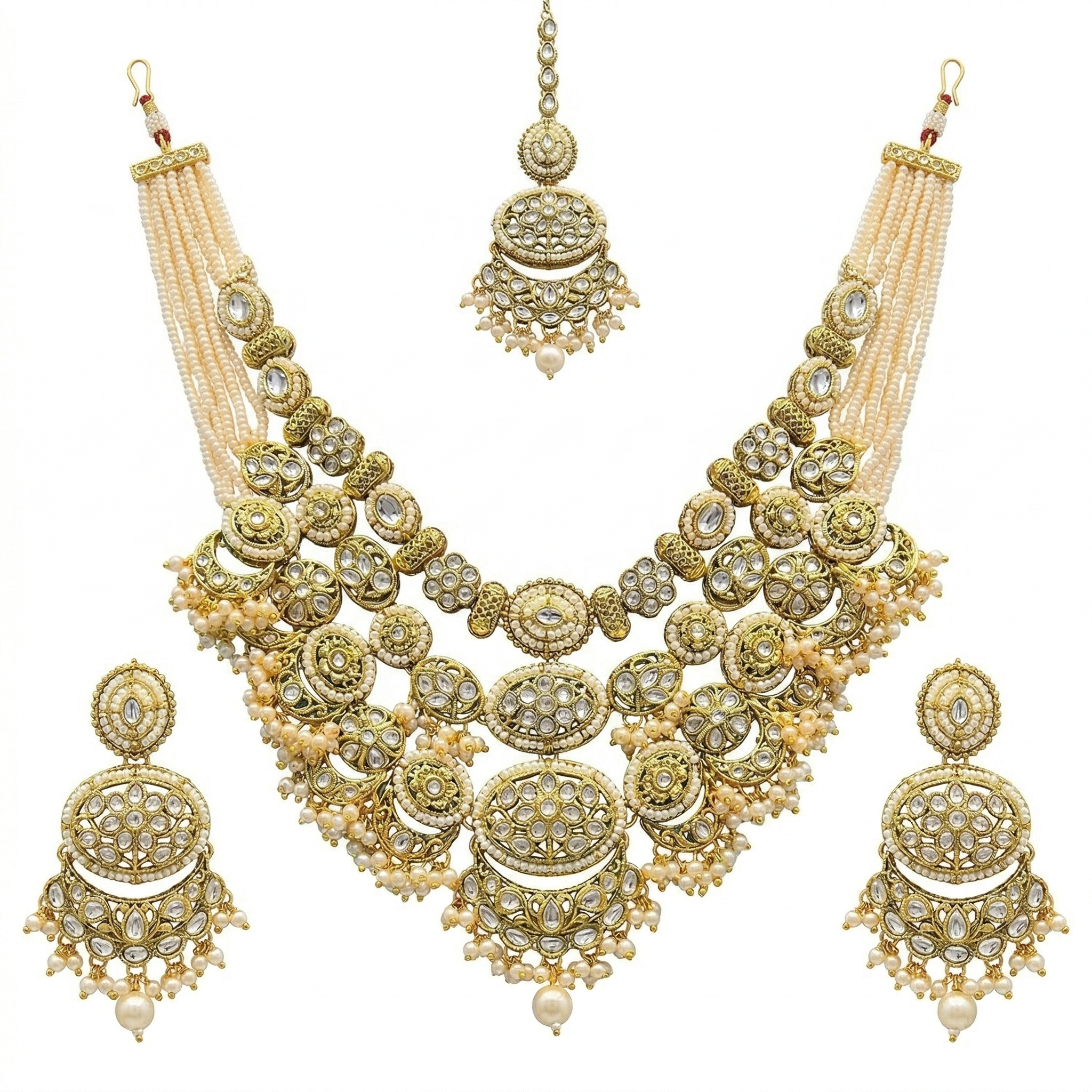 White Kundan Multilayer Choker Set