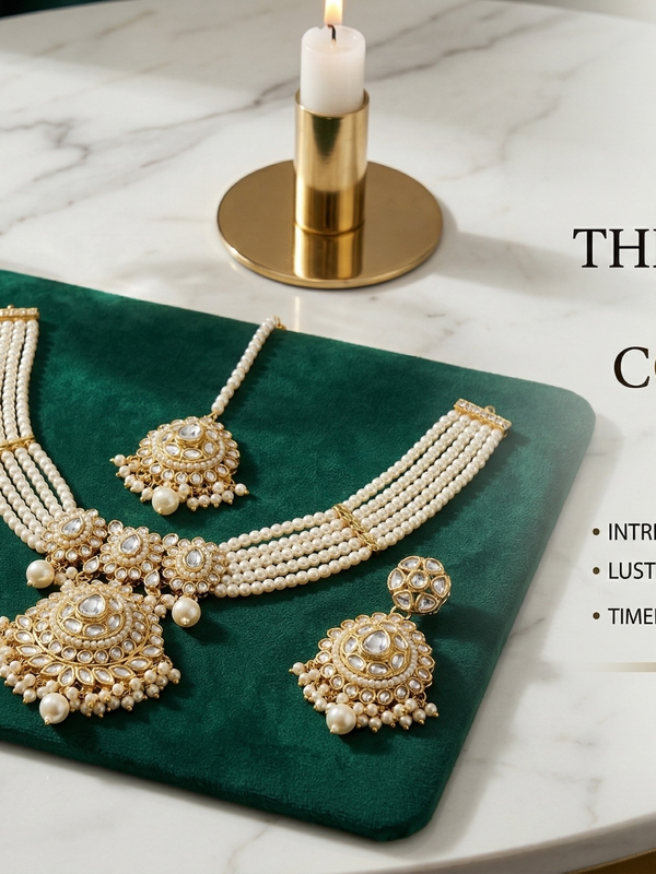 White Kundan Set for women