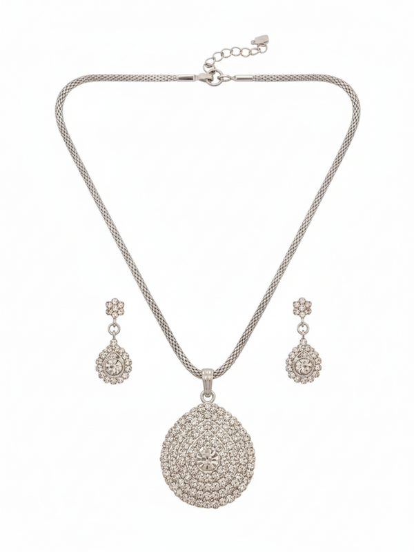 Rhodium Pendant Set for Women