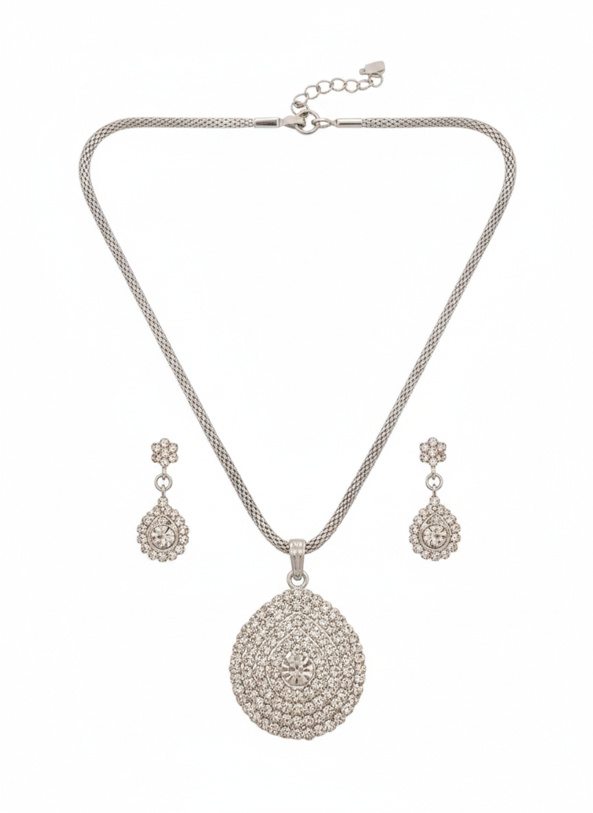 Rhodium Pendant Set for Women