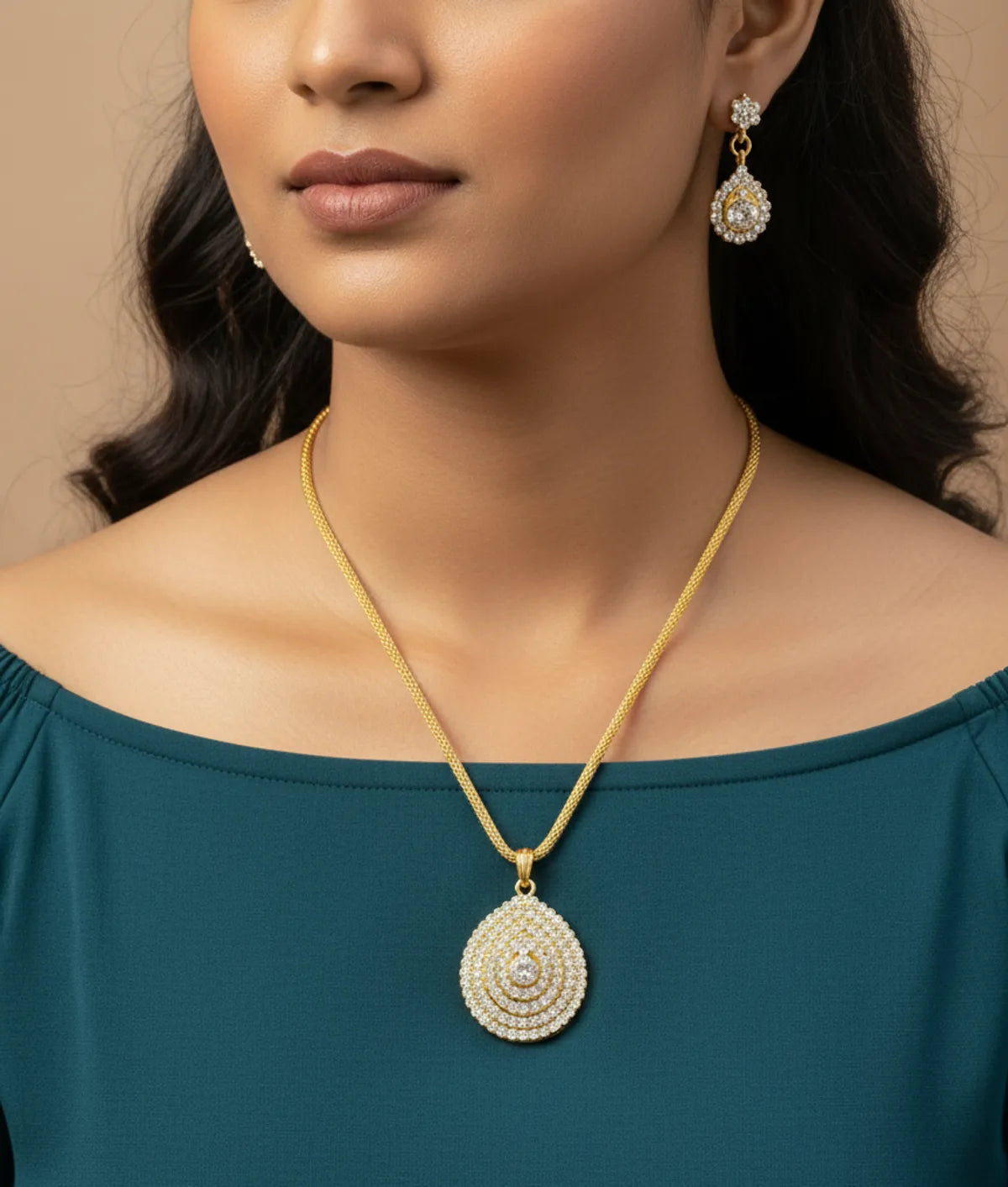 Golden Pendant Set for Women