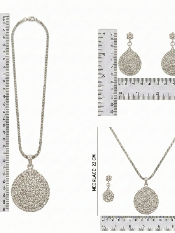 Rhodium Pendant Set for Women