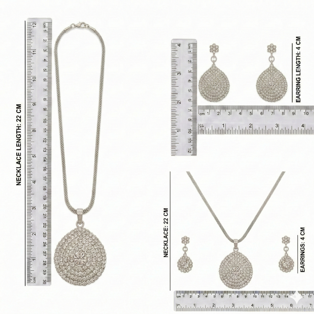 Rhodium Pendant Set for Women