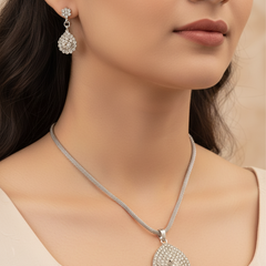 Rhodium Pendant Set for Women