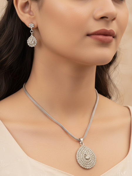 Rhodium Pendant Set for Women
