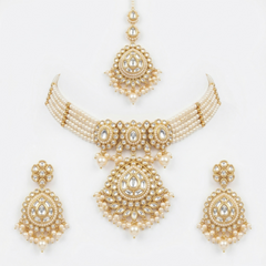 White Kundan Set for women