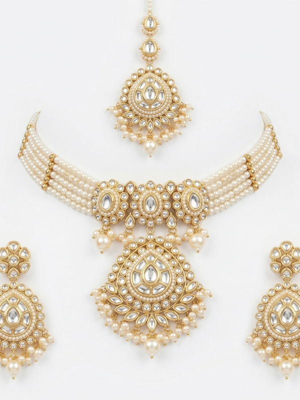 White Kundan Set for women