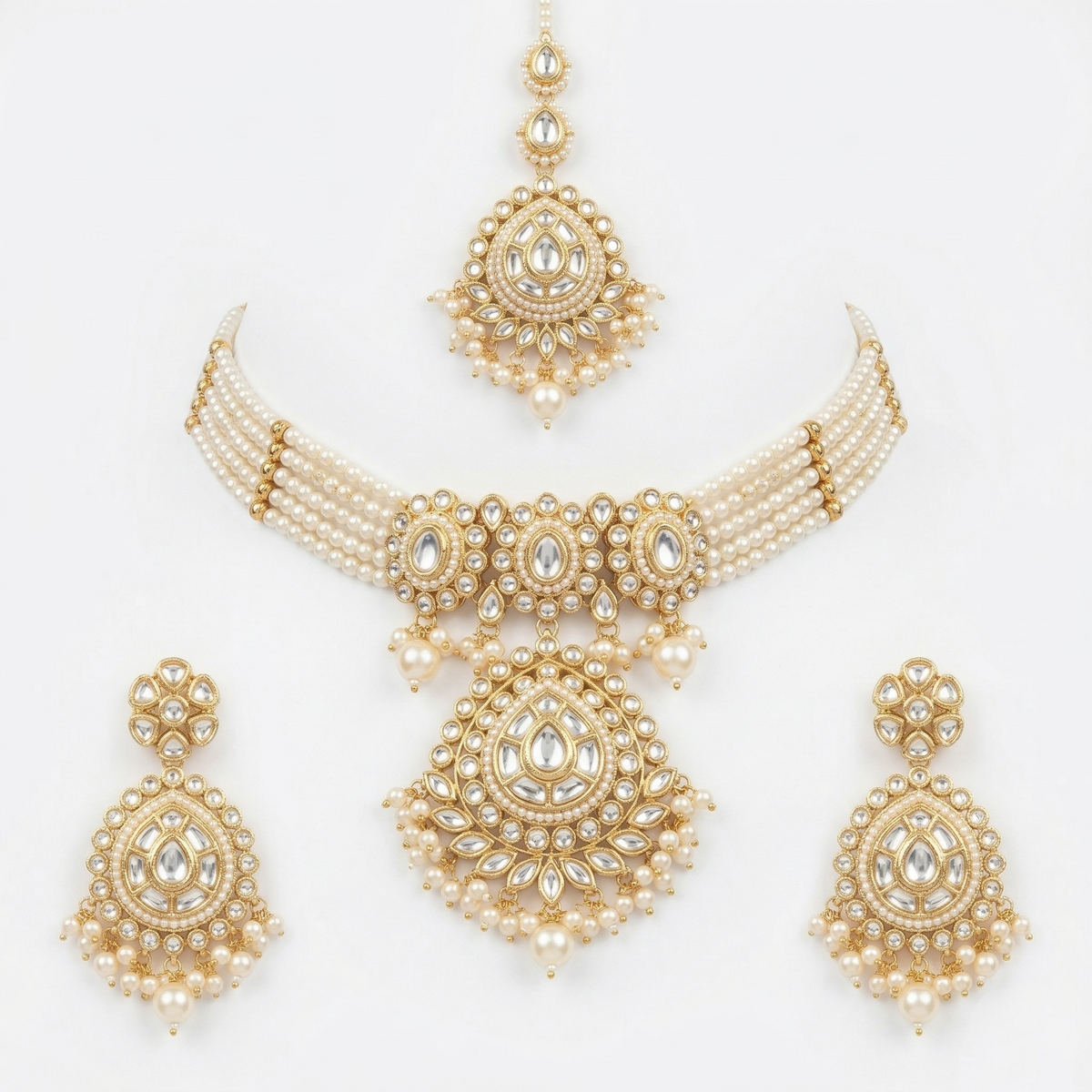 White Kundan Set for women