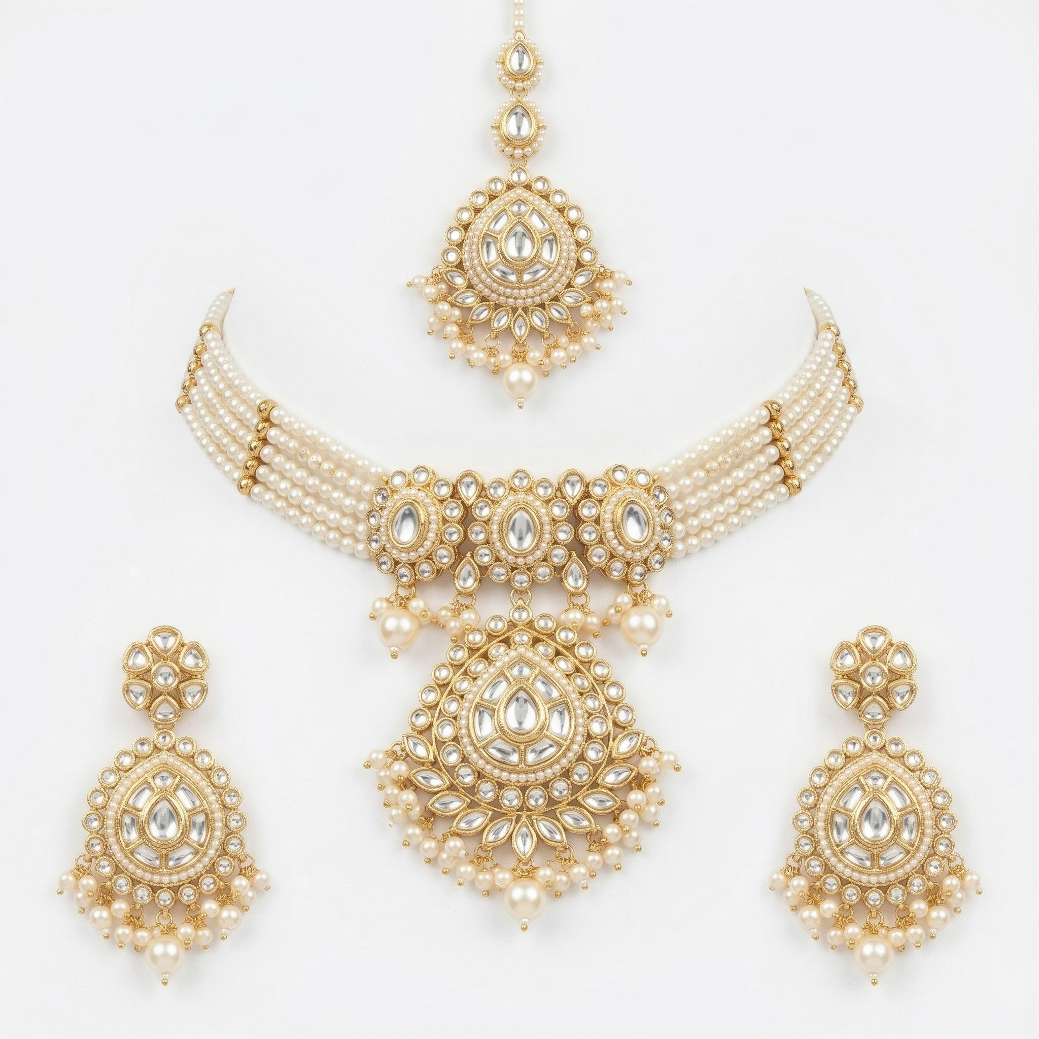 White Kundan Set for women