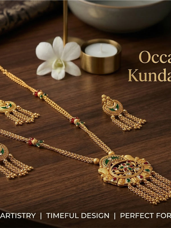 Heritage Kundan Long Necklace Set for Women