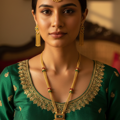 Heritage Kundan Long Necklace Set for Women