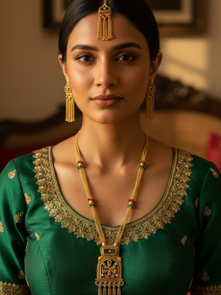 Heritage Kundan Long Necklace Set for Women
