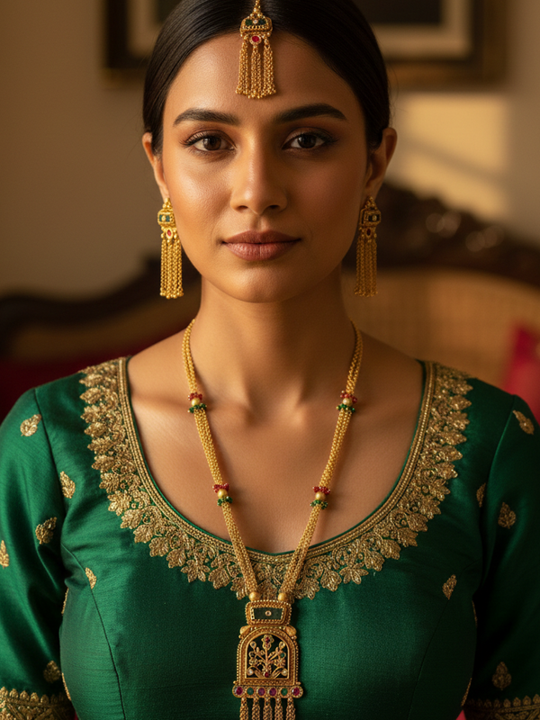 Heritage Kundan Long Necklace Set for Women