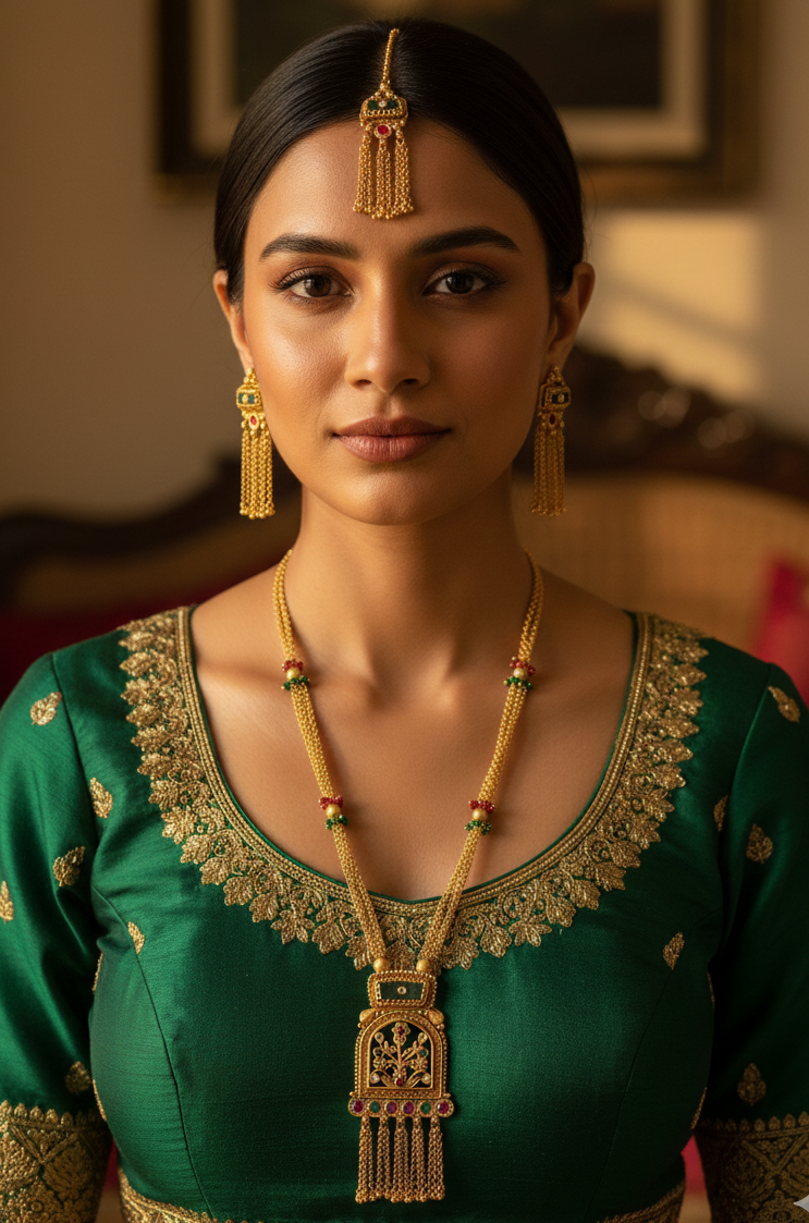 Heritage Kundan Long Necklace Set for Women