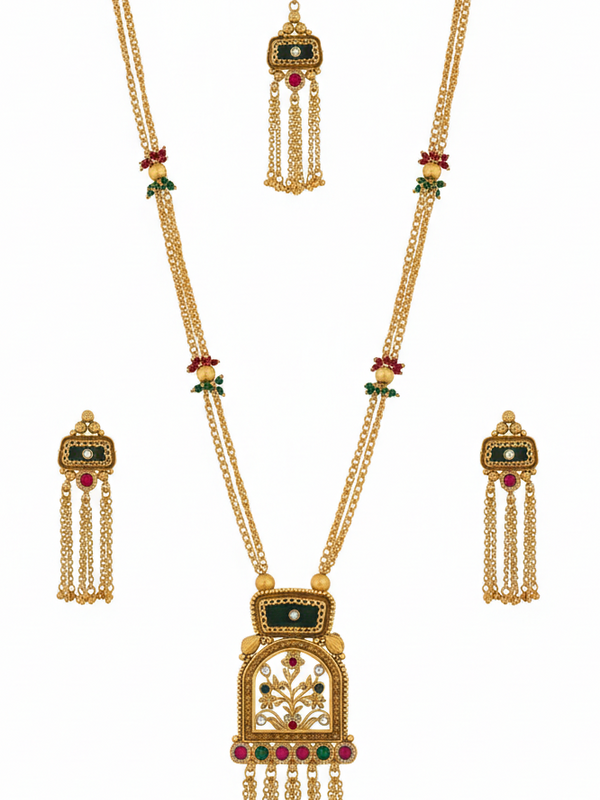 Heritage Kundan Long Necklace Set for Women