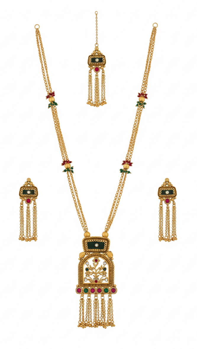 Heritage Kundan Long Necklace Set for Women
