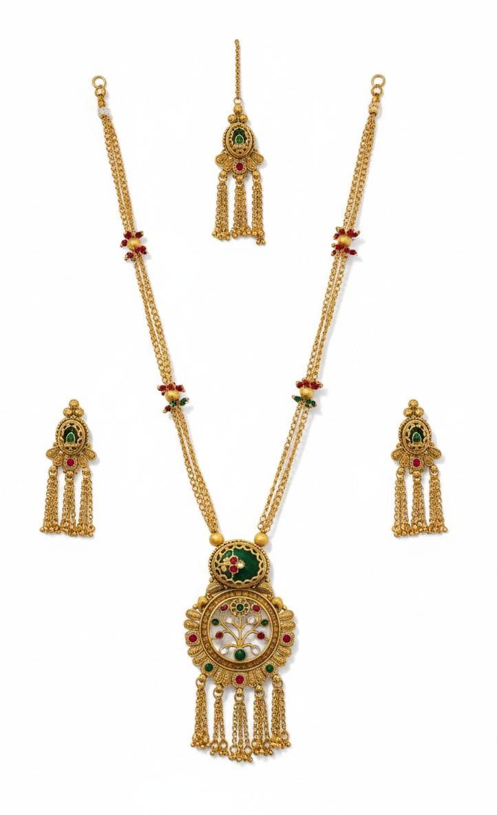 Heritage Kundan Long Necklace Set for Women