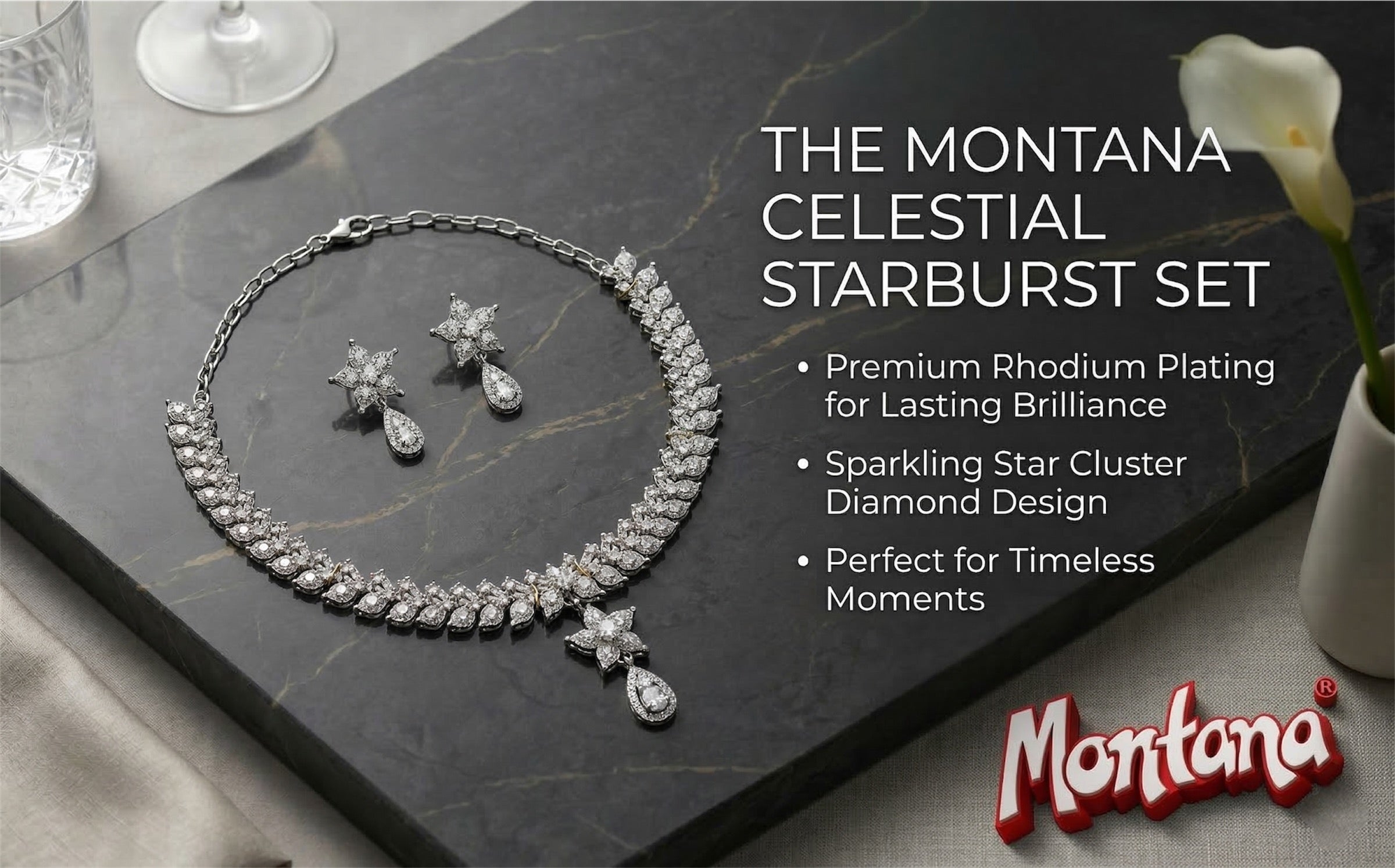 Rhodium Necklace Set for Women