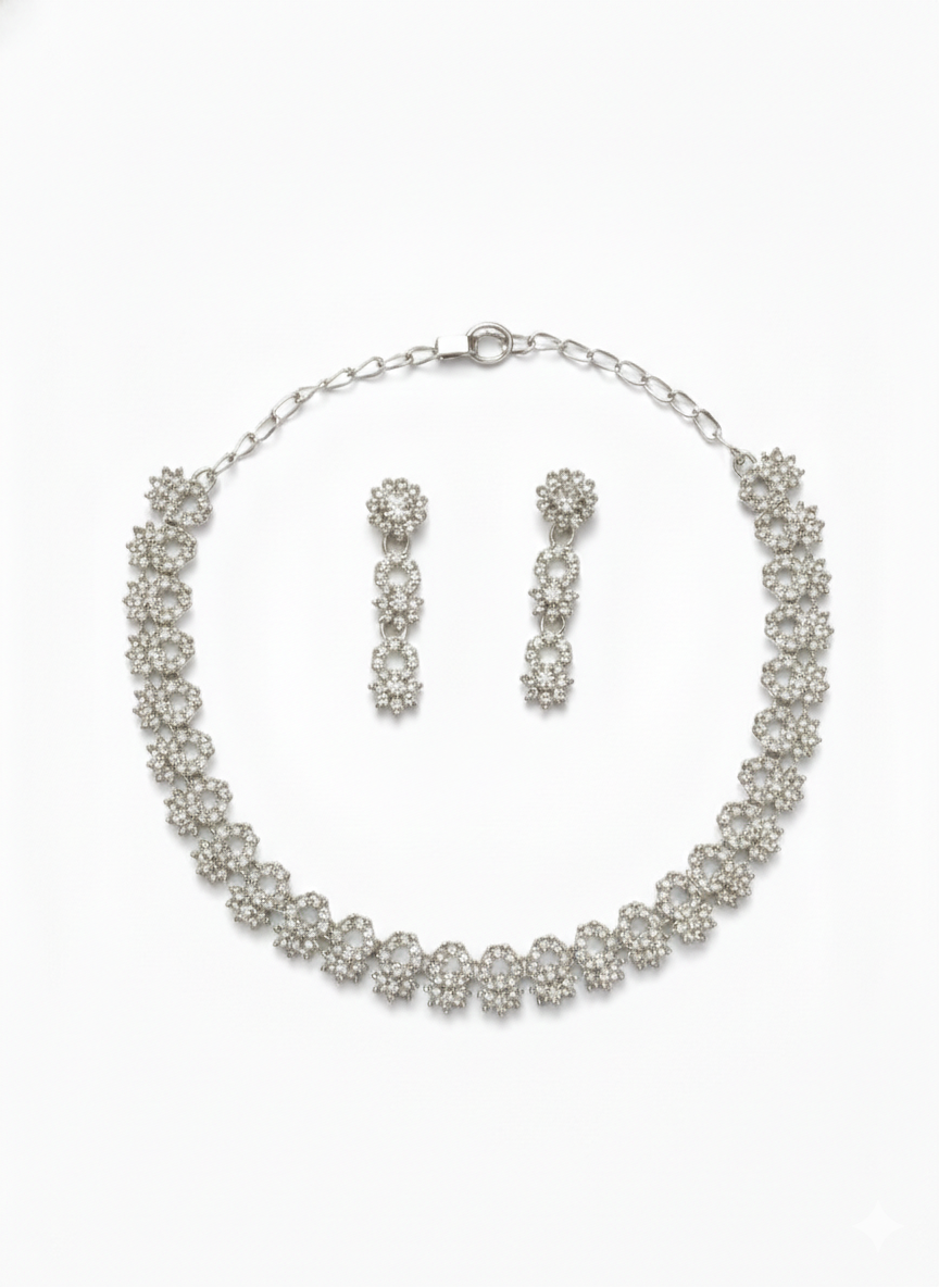 Rhodium Necklace Set for Women