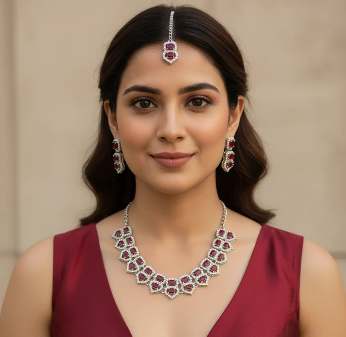 Green Glass stone Necklace set for Women