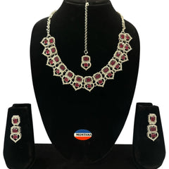 Ruby Glass stone Necklace set for Women