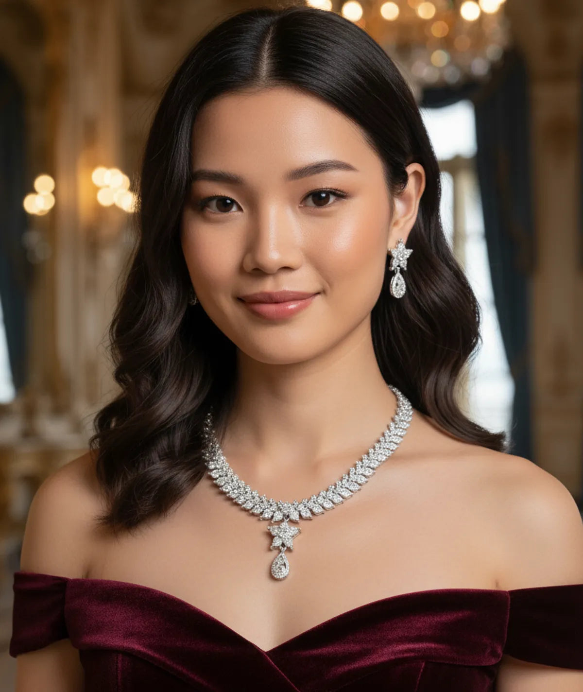 Rhodium Necklace Set for Women