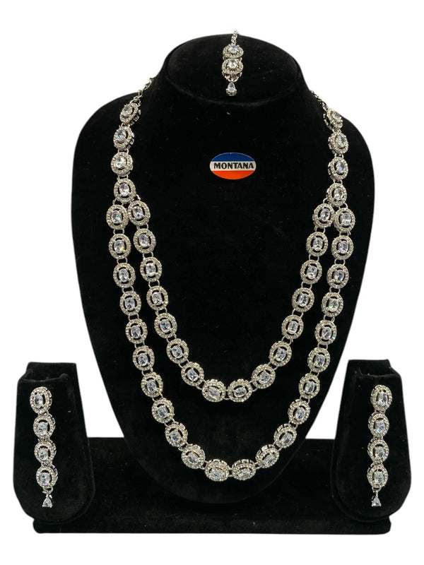 White Brass Multilayer Necklace Set For Women