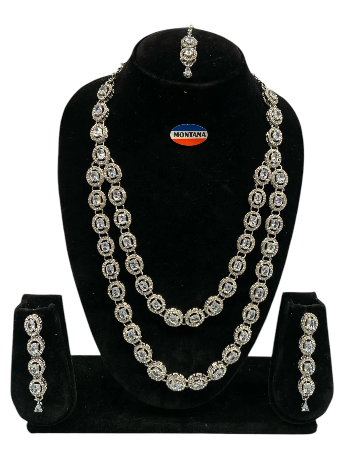 White Brass Multilayer Necklace Set For Women