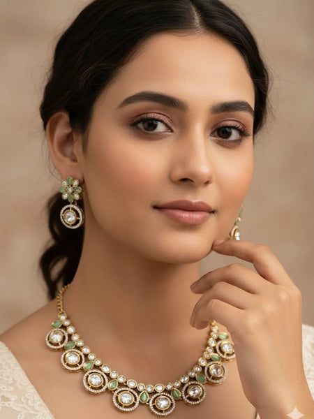 Mint Kundan Set for women