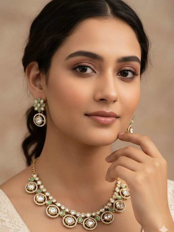 Mint Kundan Set for women