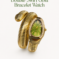 Gold-Tone Serpent Wrap Watch with Emerald Green Dial