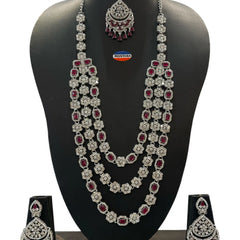 Ruby Brass Multilayer Necklace Set For Women