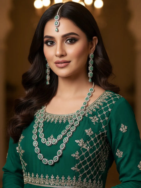Mint Brass Multilayer Necklace Set For Women