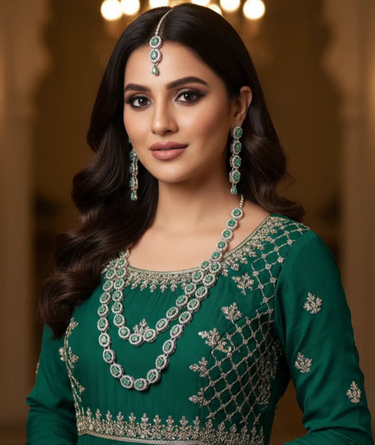 Mint Brass Multilayer Necklace Set For Women