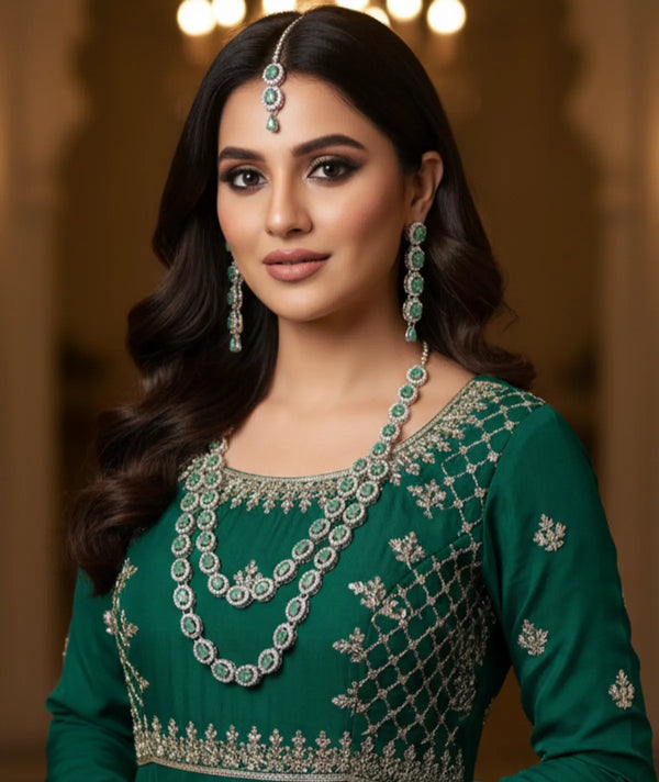 Mint Brass Multilayer Necklace Set For Women