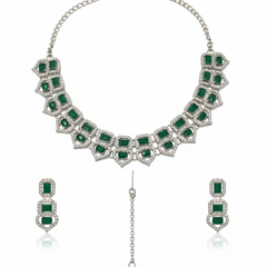 Green Glass stone Necklace set for Women