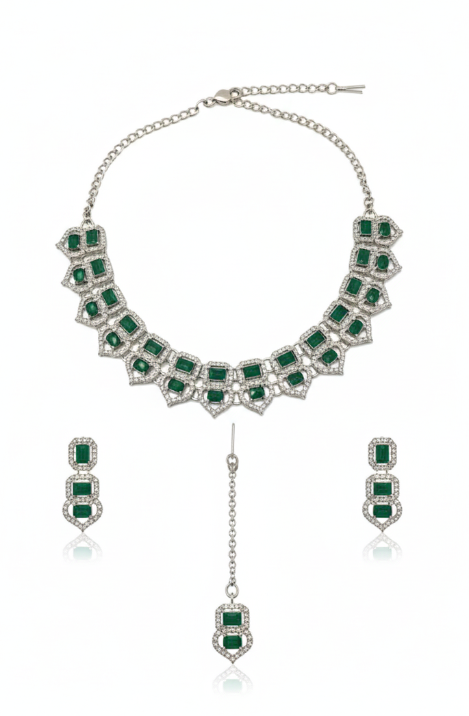 Green Glass stone Necklace set for Women