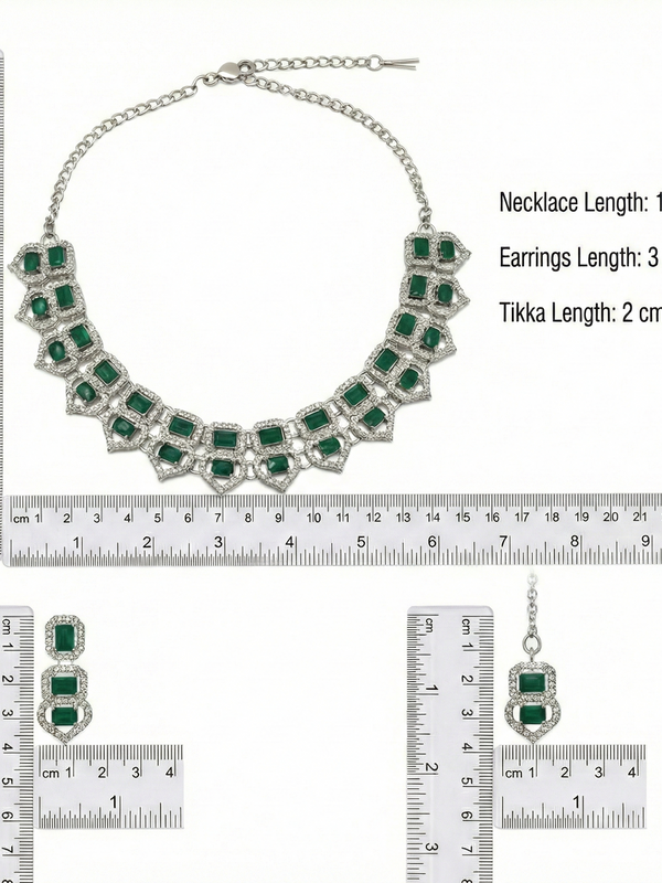 Green Glass stone Necklace set for Women