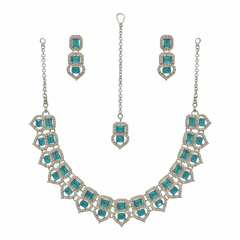 Mint Glass stone Necklace set for Women