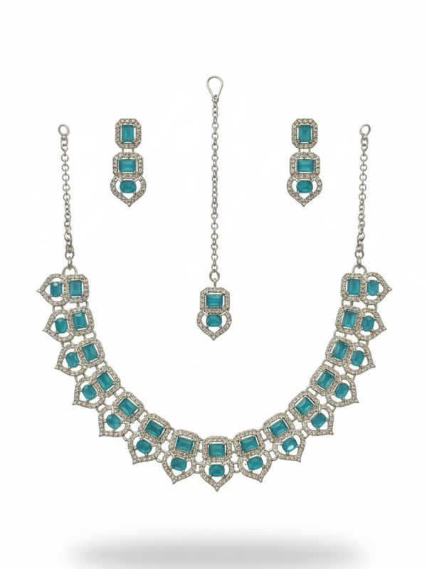 Mint Glass stone Necklace set for Women