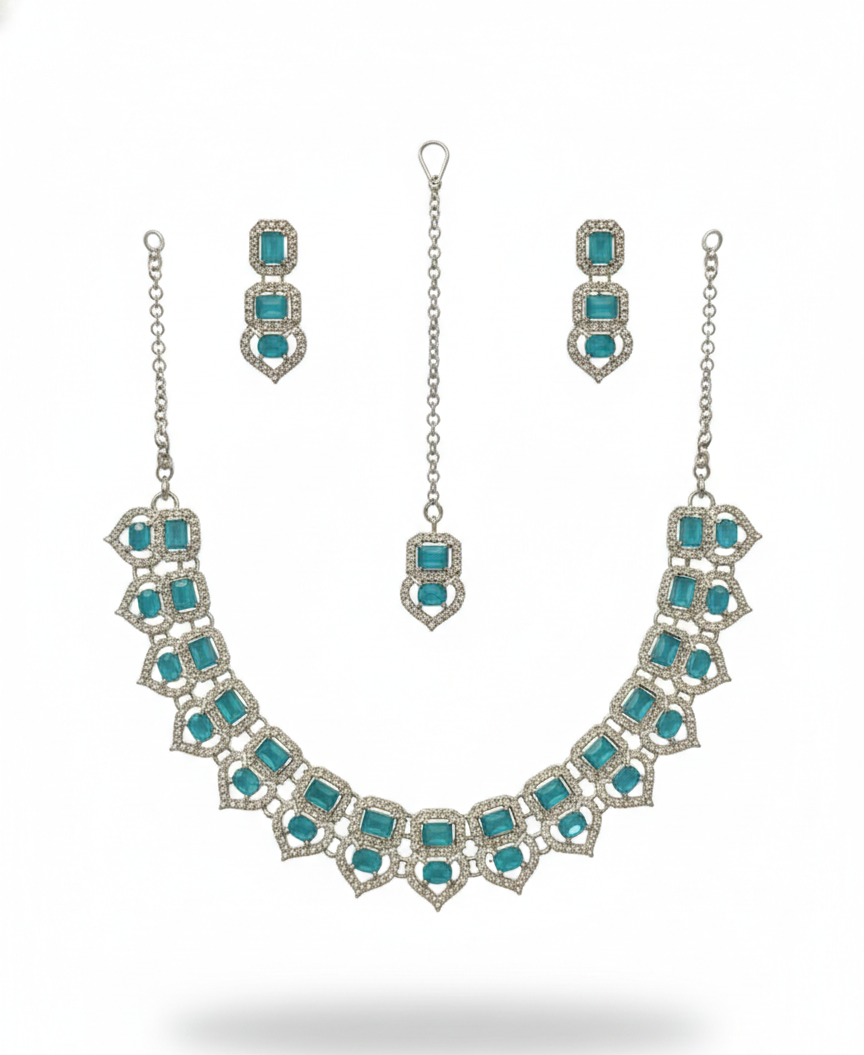 Pink Glass stone Necklace set for Women