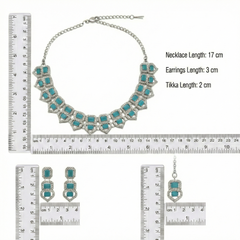 Mint Glass stone Necklace set for Women